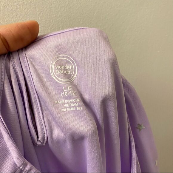 Wonder Nation Girl Foil Mesh Dress lavender long sheer sleeves-L 10/12 NWOT - Picture 8 of 9